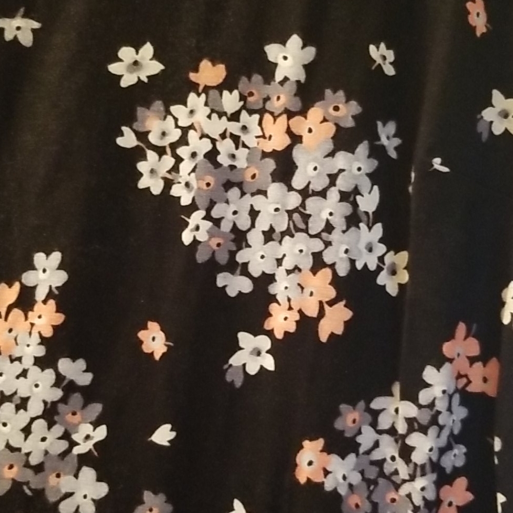 Loft black with peach gray white flowers sleeveless dress small - Picture 2 of 7